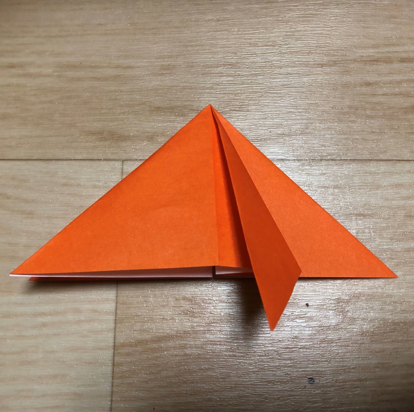 左右の角を真ん中に合わせて下に向けて折る