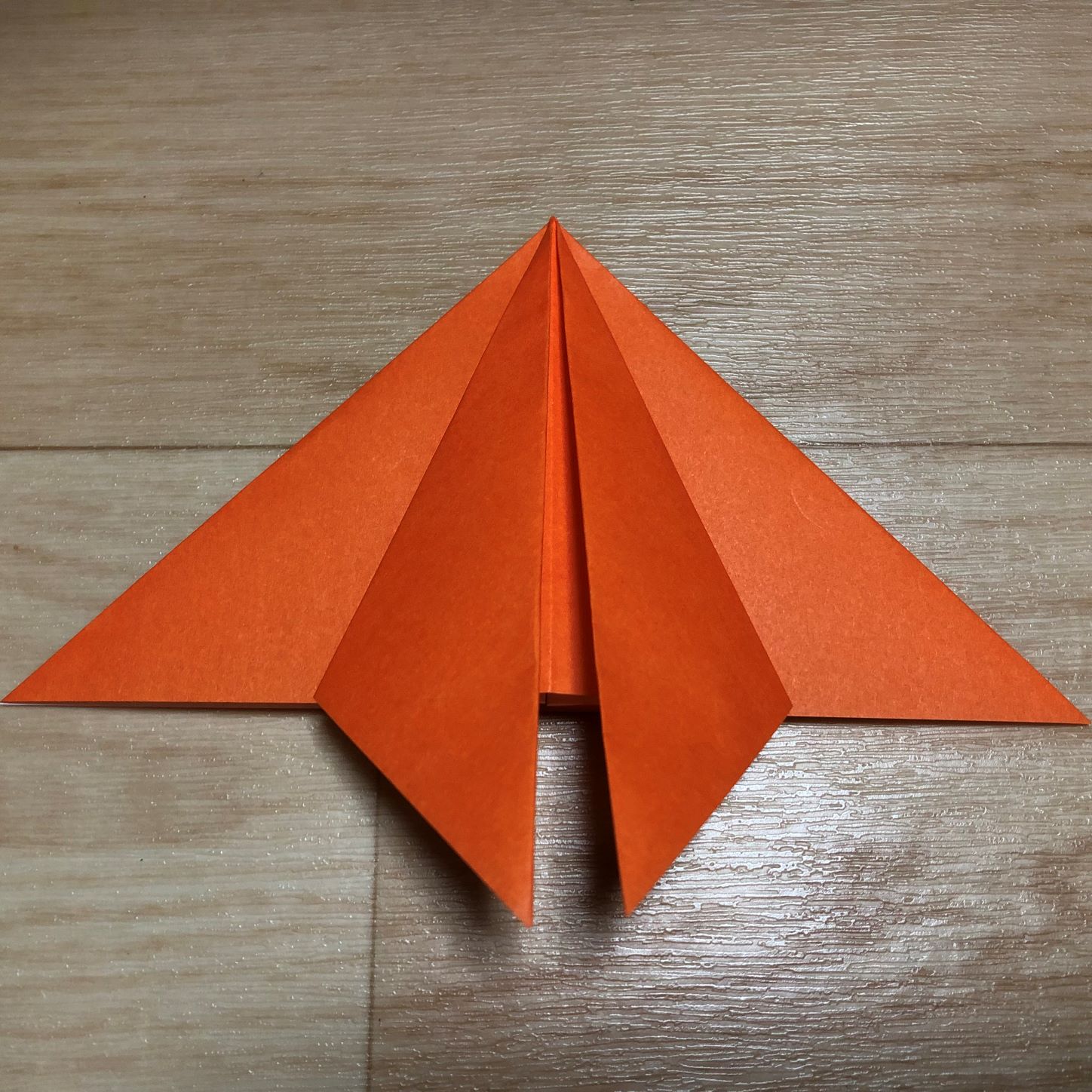 左右の角を真ん中に合わせて下に向けて折る