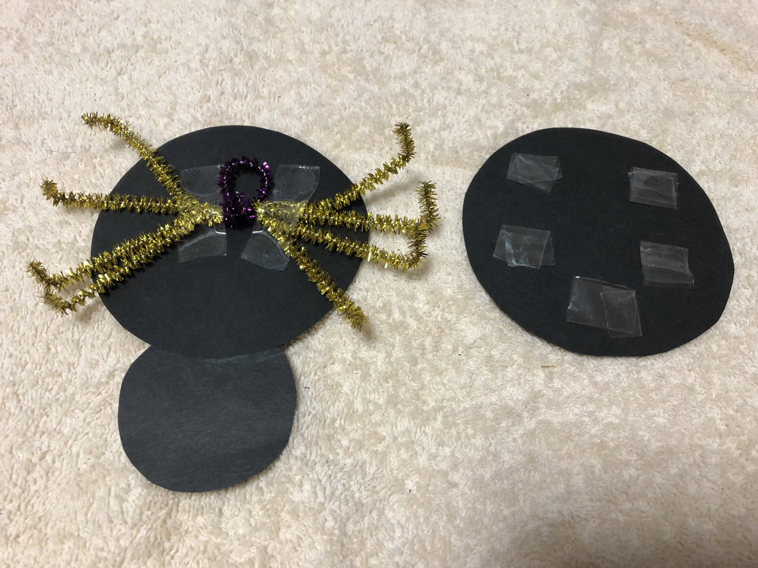 クモの体を貼り合わせる