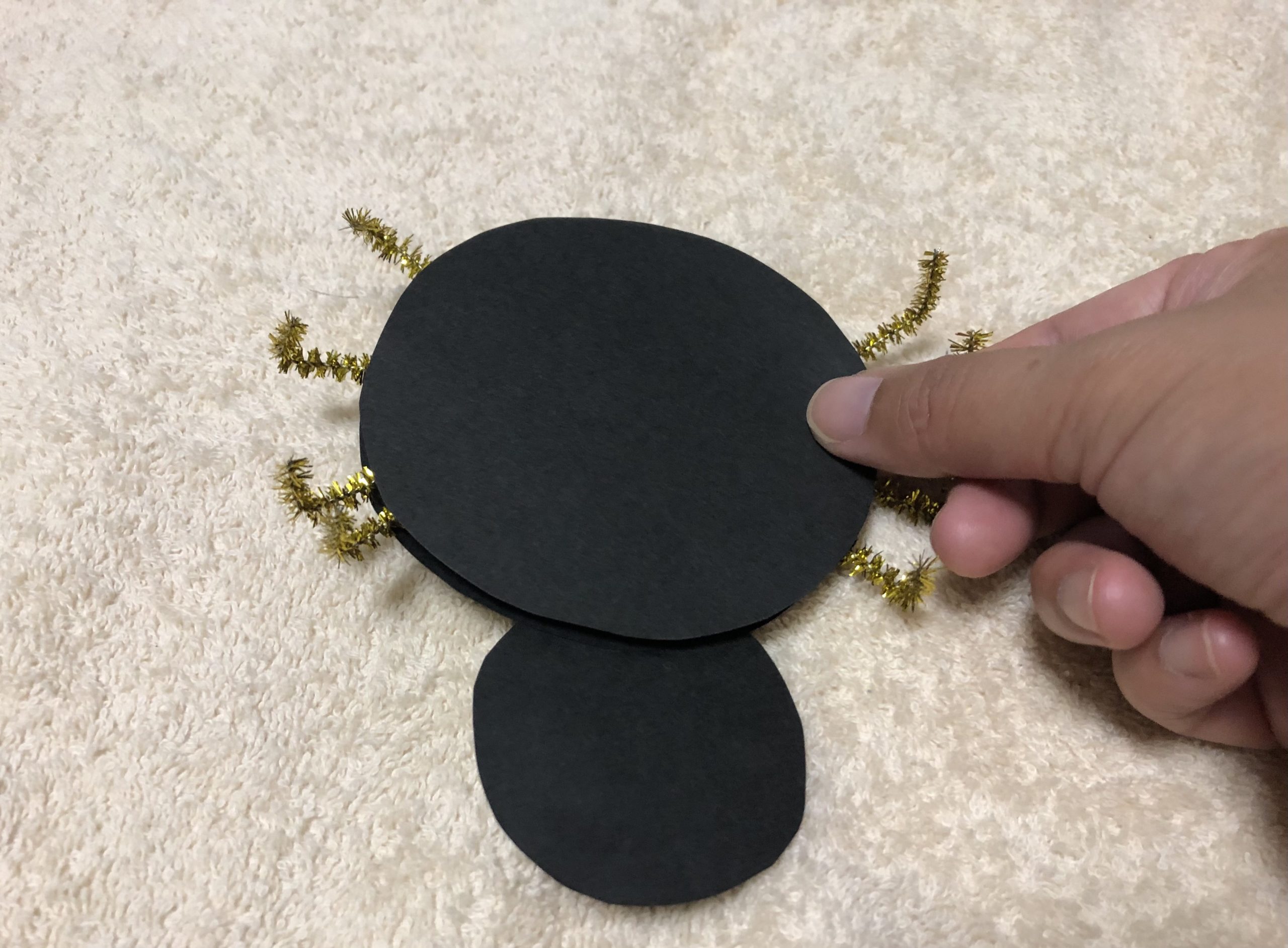 クモの体を貼り合わせる