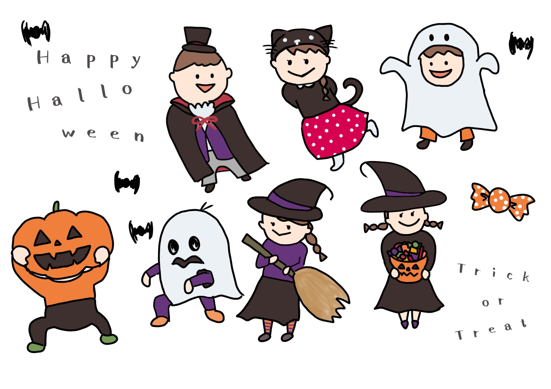 くるくるおばけとクモのモビールの作り方