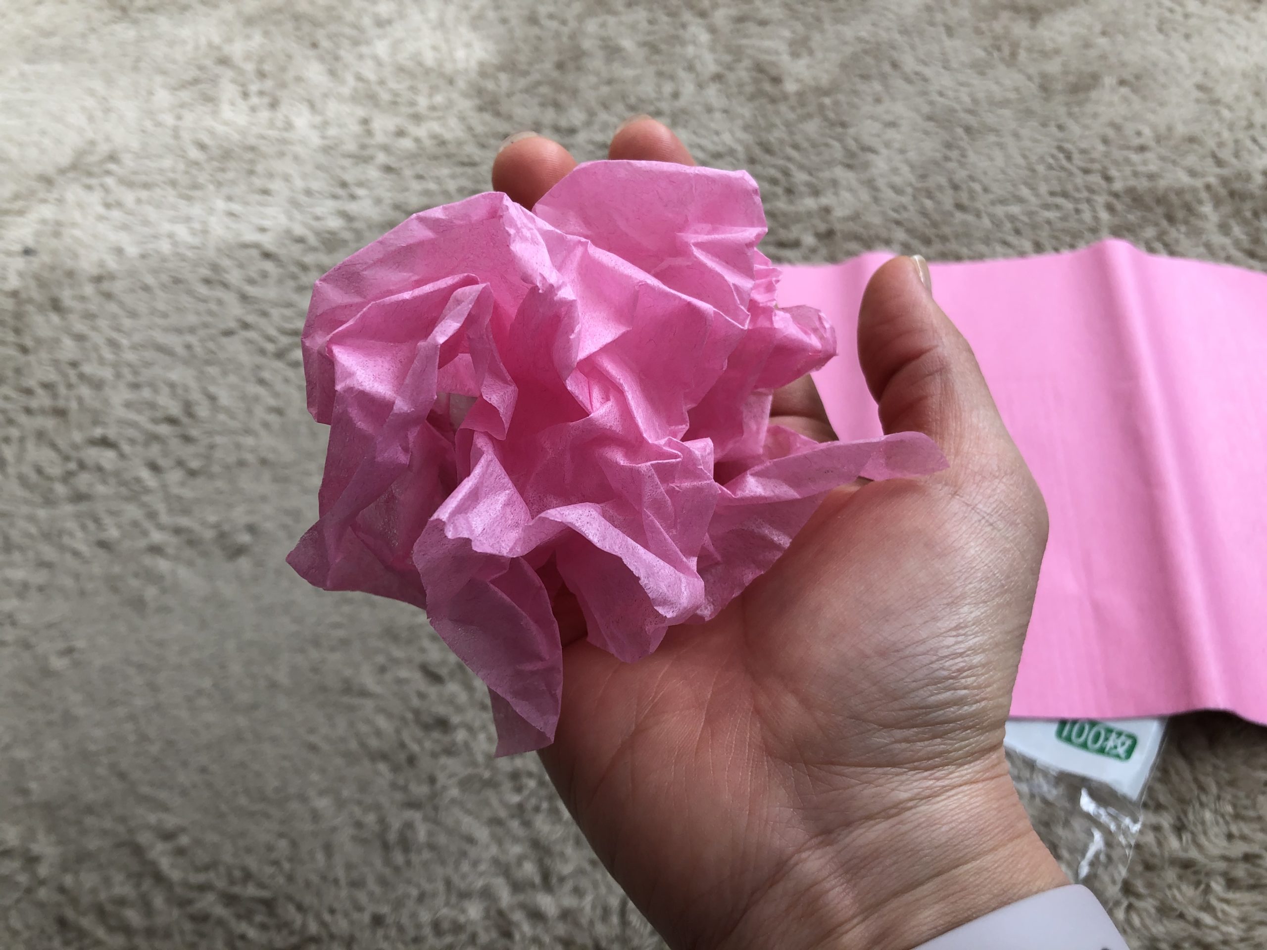 お花紙で桜の木を立体製作