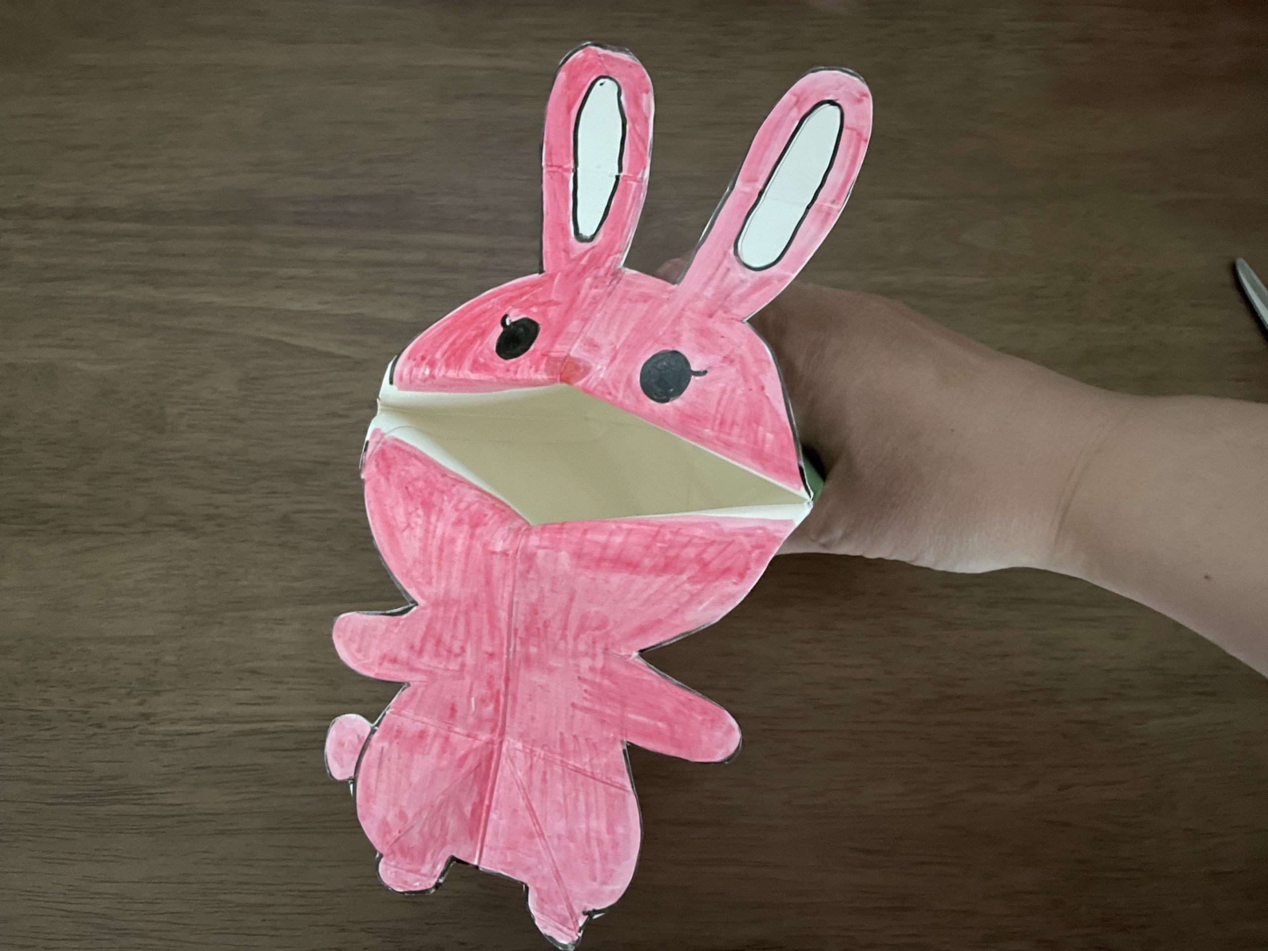 牛乳パックでパクパク人形