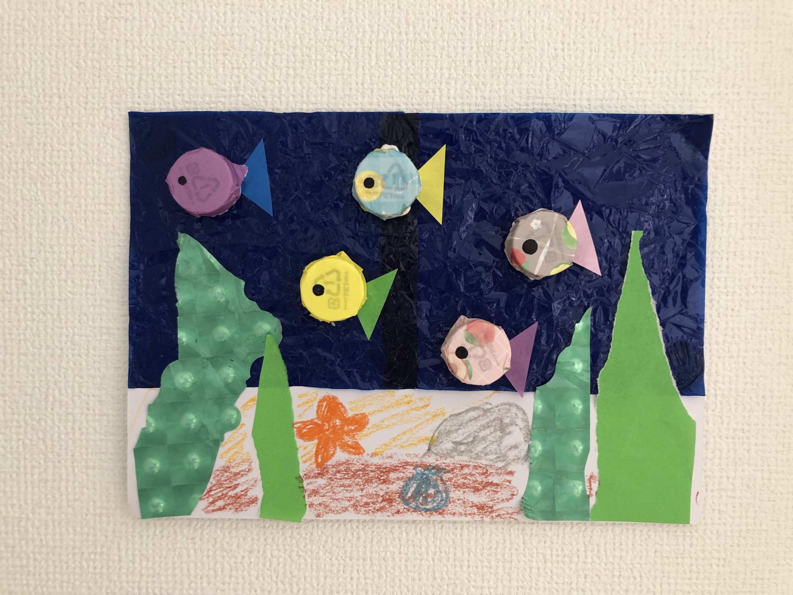 キャップの魚工作