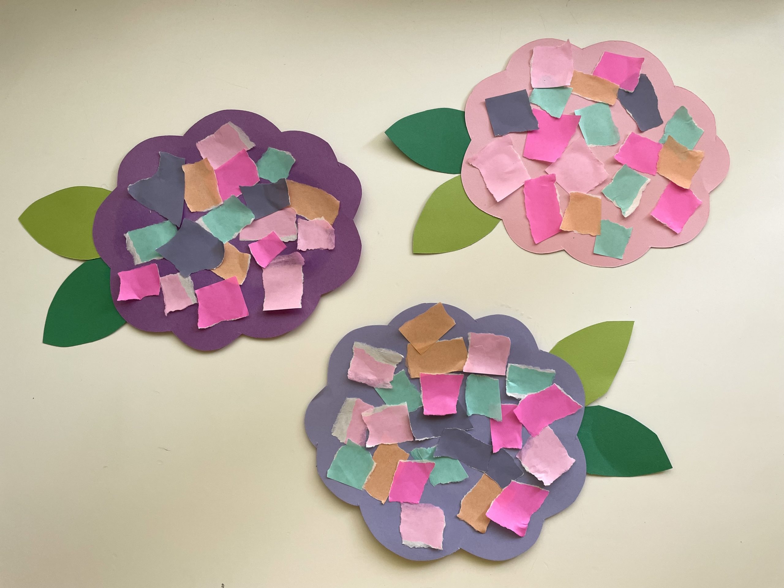 あじさいのちぎり絵の工作