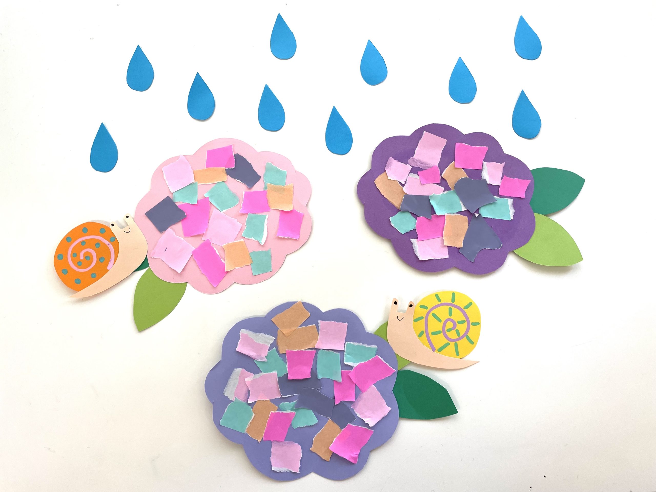 あじさいのちぎり絵の工作